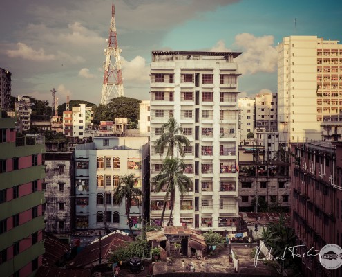 City view with a small roof terrace, photo in Chittagong city